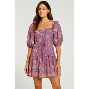 Band of the Free Purple Floral Puff Sleeve Mini Dress - Size S